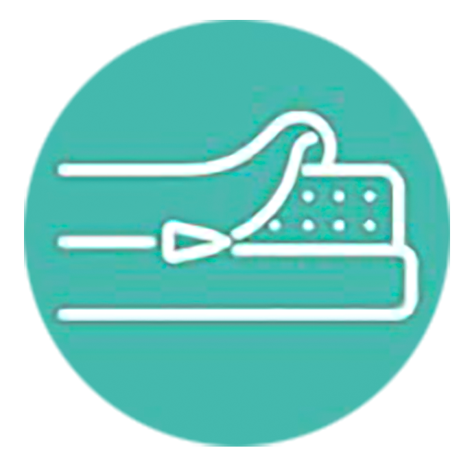 Icon symbolizing a removable pillow cover, with zipper or fabric layers